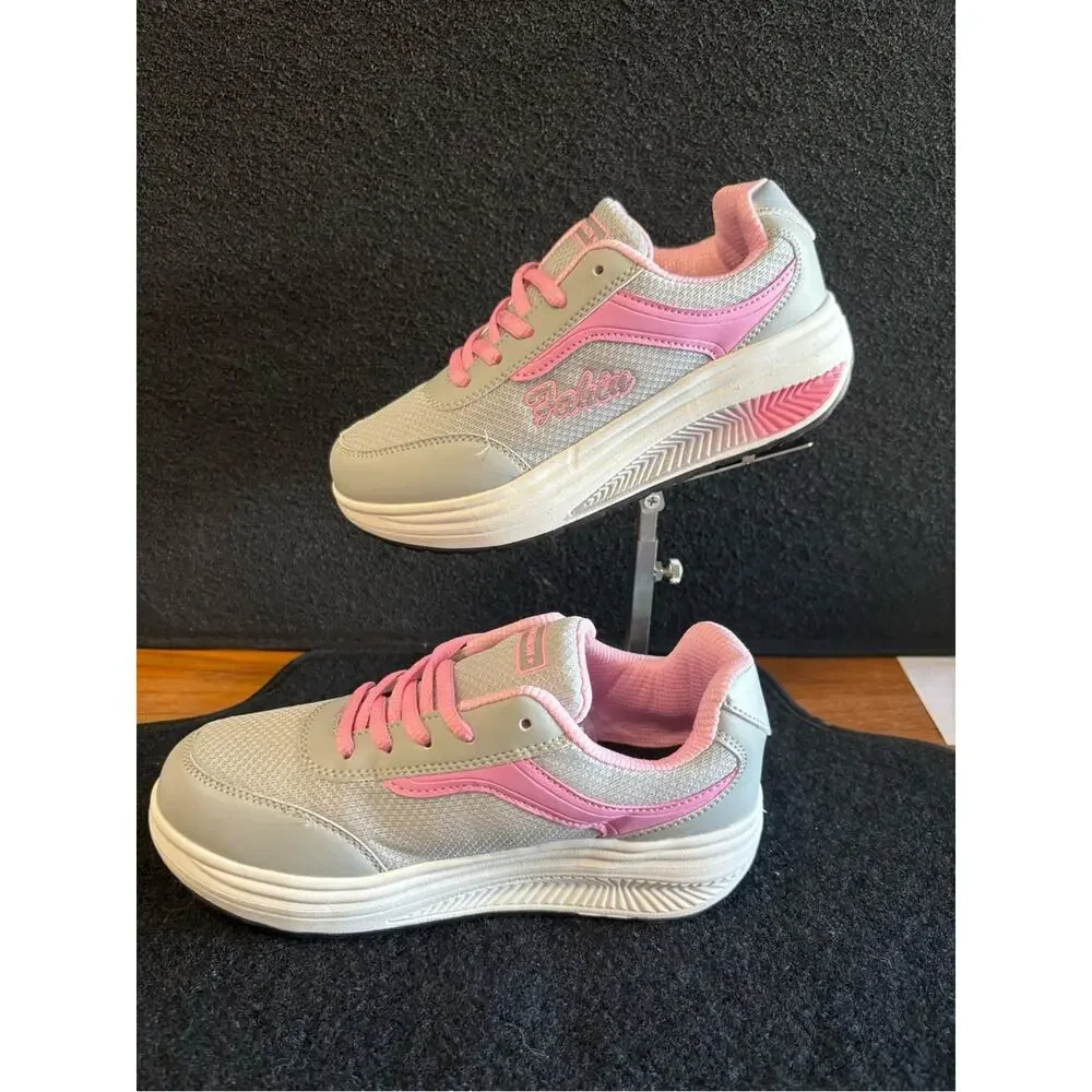 Girls Chunky Gray Pink Sneakers Size 35 / US Kids 3.5–4